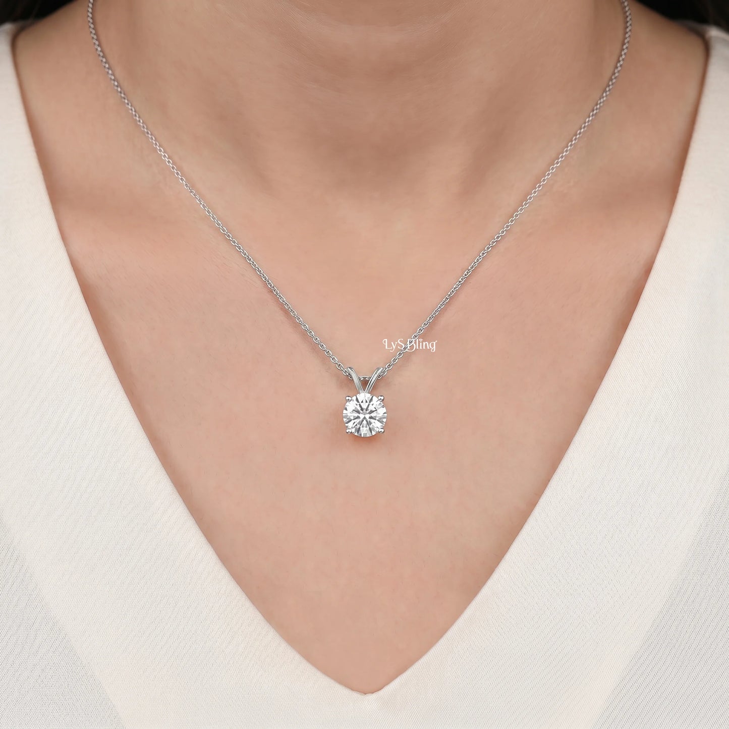 Brilliant Cut Round Lab Diamond Solitaire Pendant