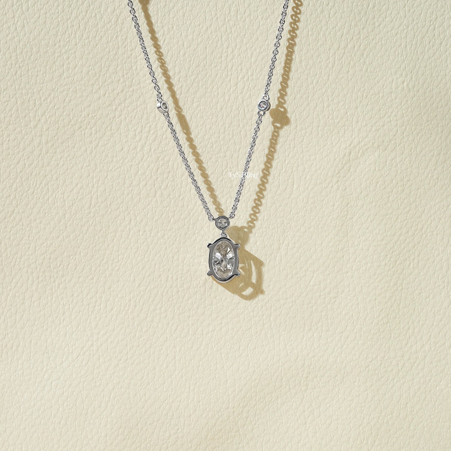 Oval Lab Diamond Station Chain Necklace