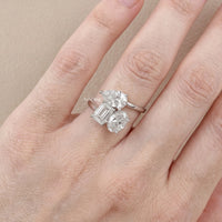3 Stone Bypass Lab Diamond  Engagement Ring