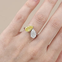 Fancy Pear Cut Lab Diamond Toi ET Moi Ring